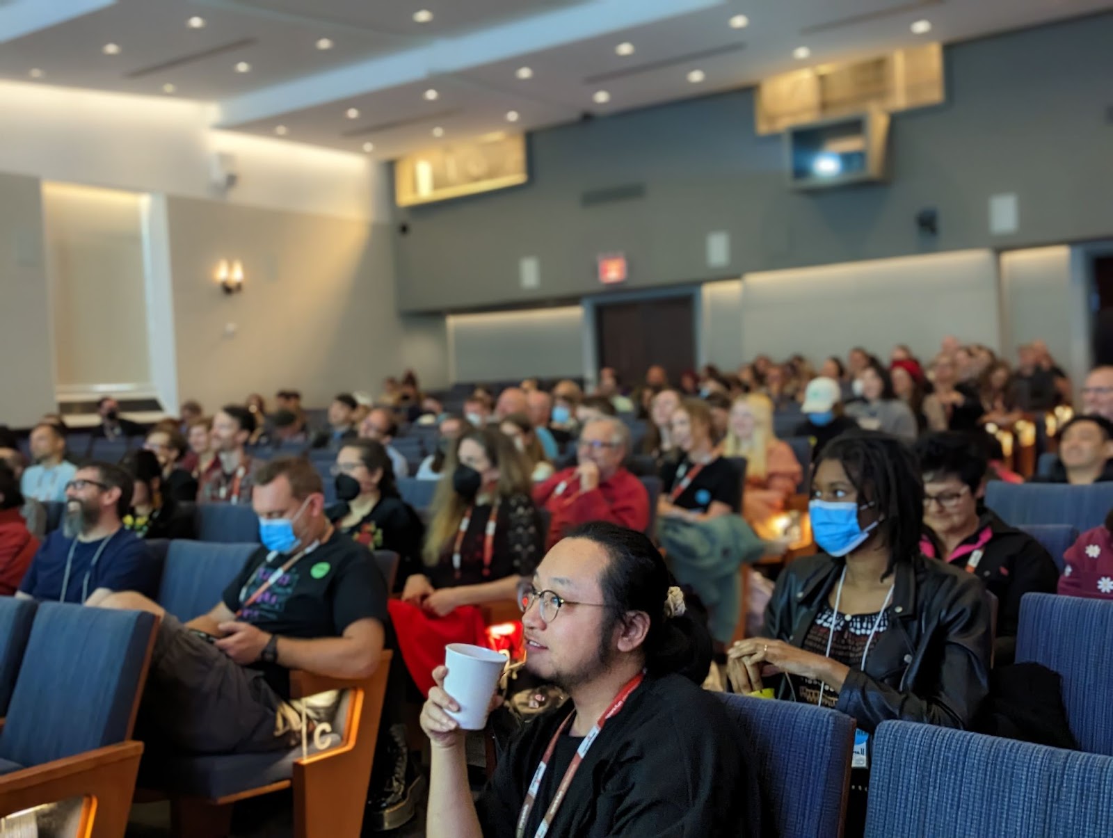 A photo of Open Hardware Summit attendees in an auditorium.