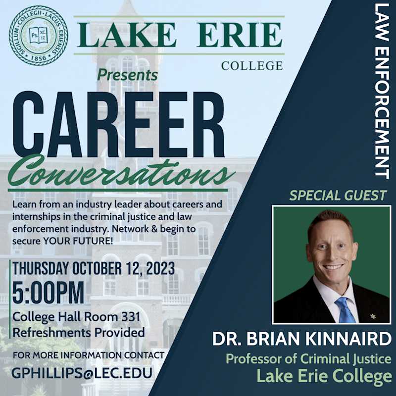 Informational graphic for Career Conversations Event with Dr. Brian Kinnaird