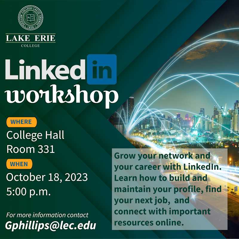 Informational graphic for LinkedIn Workshop on October 18, 2023.