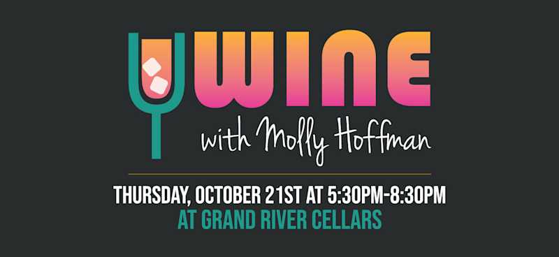 Wine with Molly Hoffman, Director of Athletics at Lake Erie College in Painesville Ohio. Event banner. 