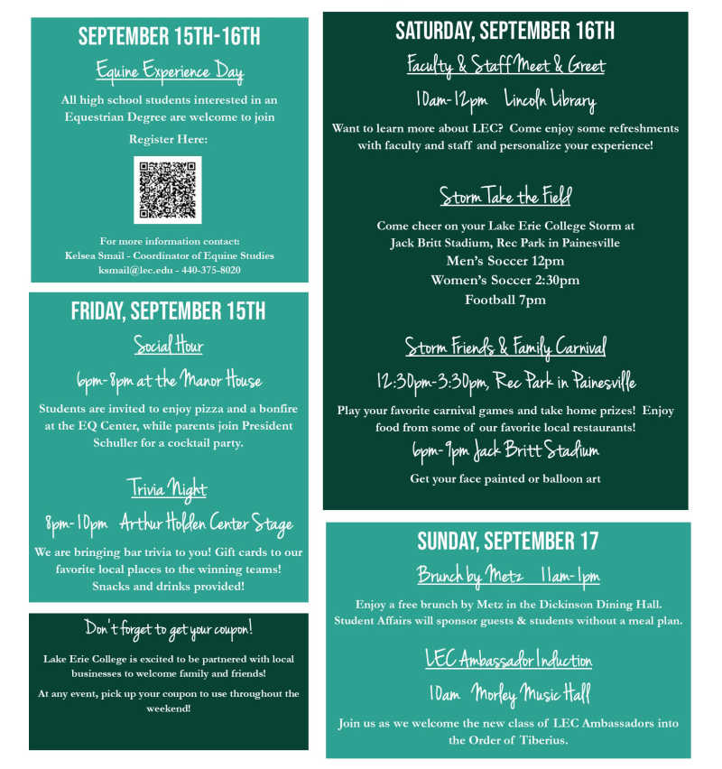 Friends and Family Weekend | Lake Erie College