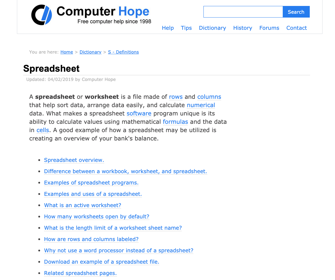 What is a Spreadsheet?