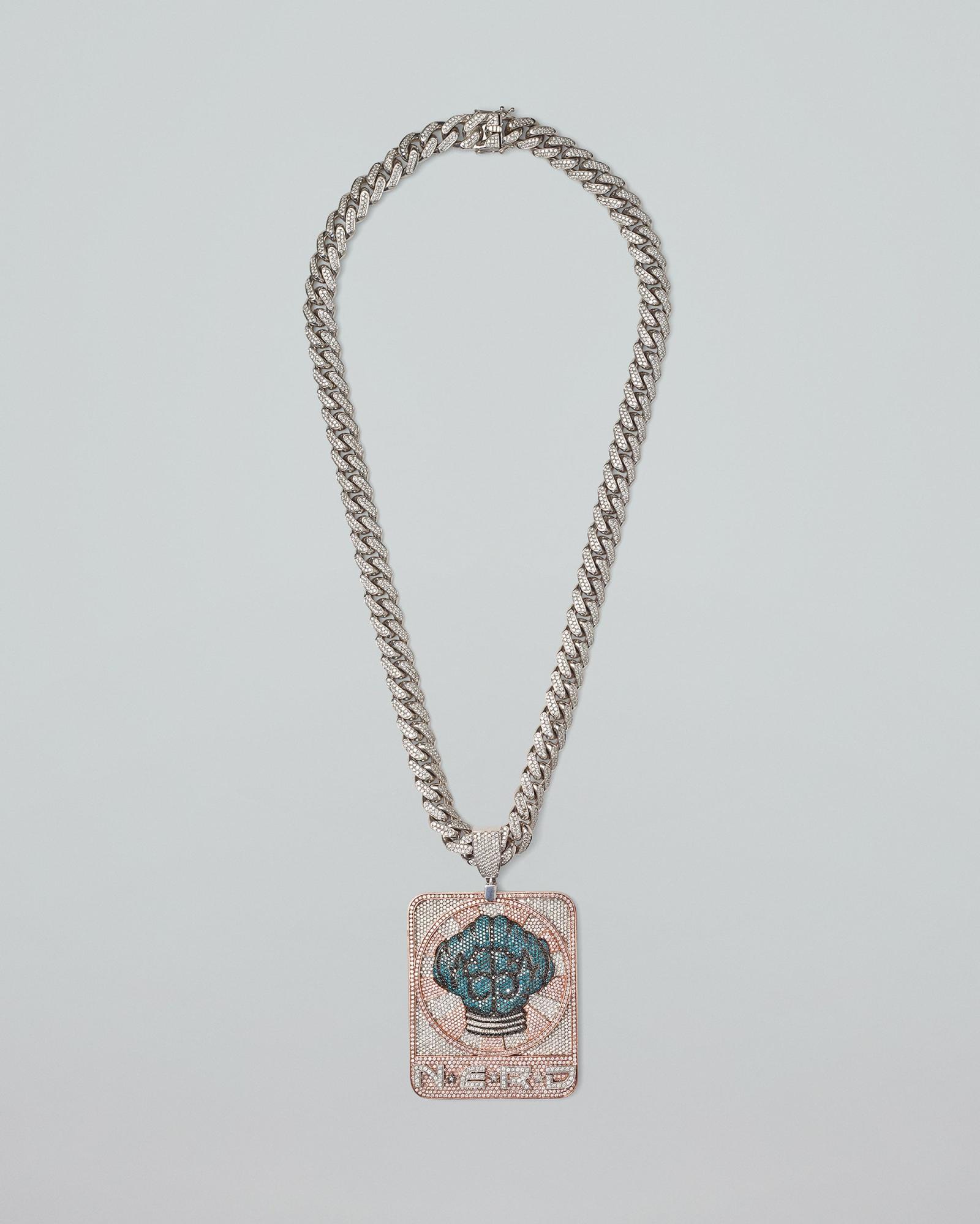 Jacob-Co-NERD-Brain-Cuban-Link-Pendant-Chain-White-Gold-Rose-Gold-and-White-Diamond-Cuban-Link-Chain-with-White-Gold-Rose-Gold-Pink-Diamond-Treated-Blue-Diamond-and-White-Diamond-Pendant-1