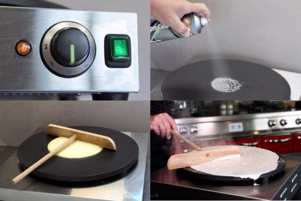 Beeld instructie van de crepebakplaat