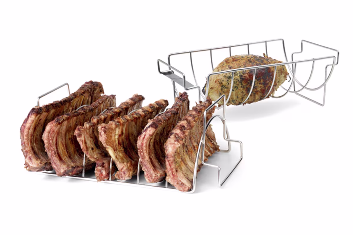 Voorbeeld van de Meat- en rib rek voor de BBQ