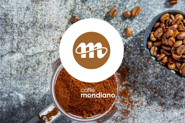 Logo met sfeerbeeld van koffieconcept Caffé Mondiano