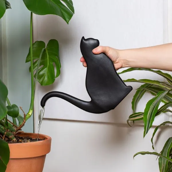 Black Cat Porcelain Watering Can | Decorative Ceramic Planter Tool