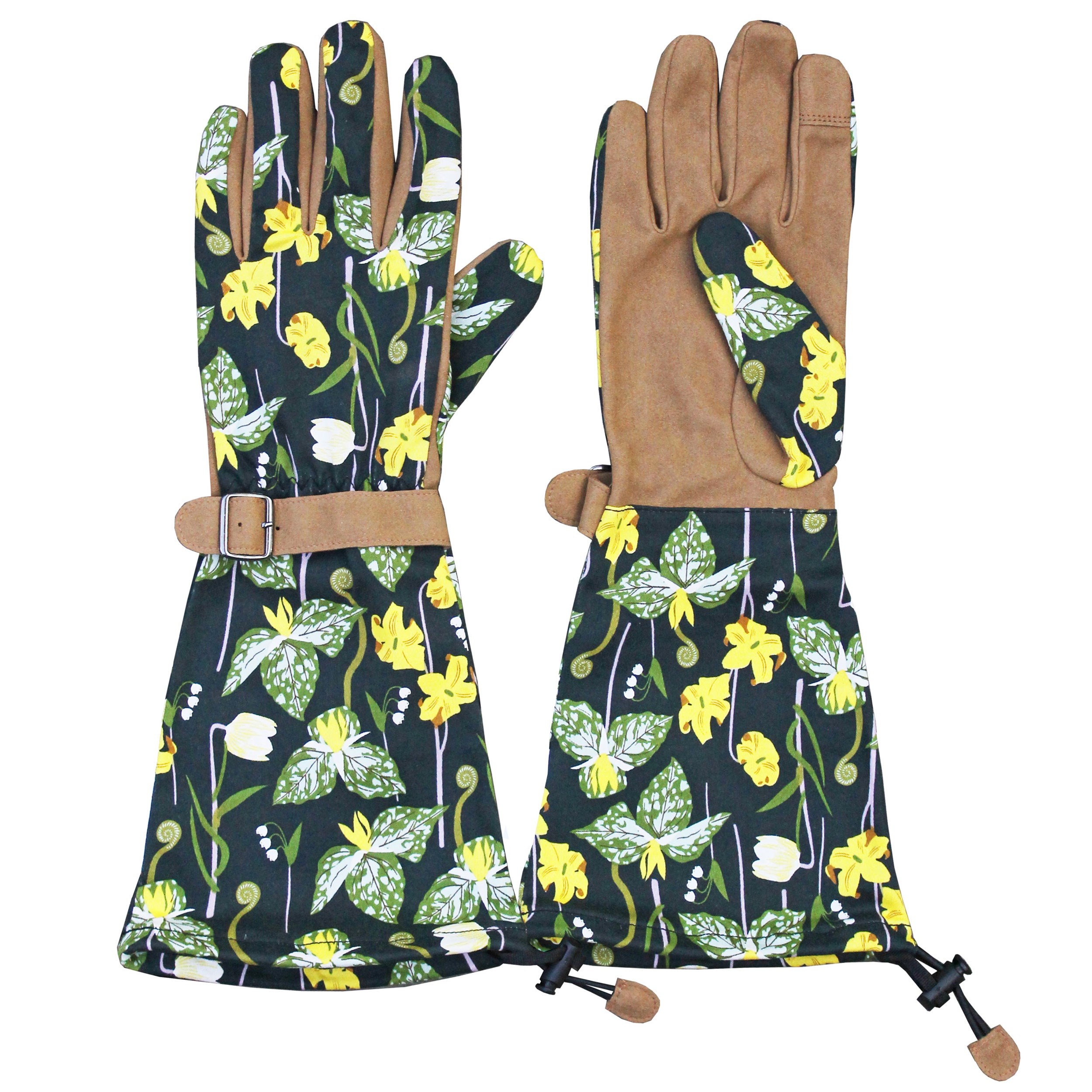 custom gardening gloves KAYGO KG129 Faux Leather Long Gardening Gloves for Women 1 Pair / Grey / Medium