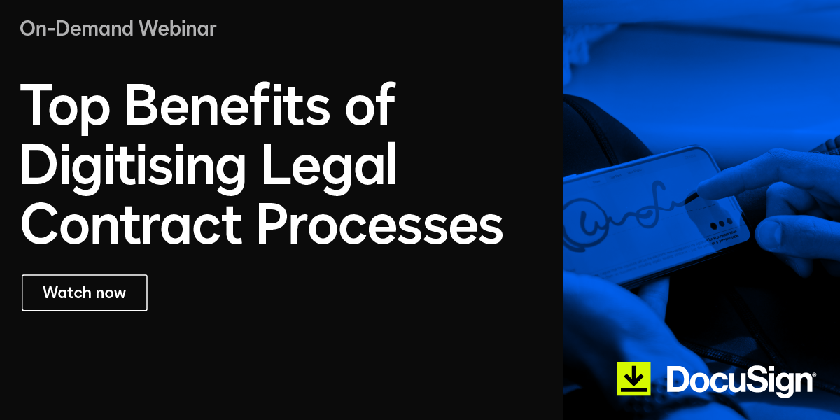 On-Demand Webinar Banner: Top Benefits of Digitising Legal Contract Processes