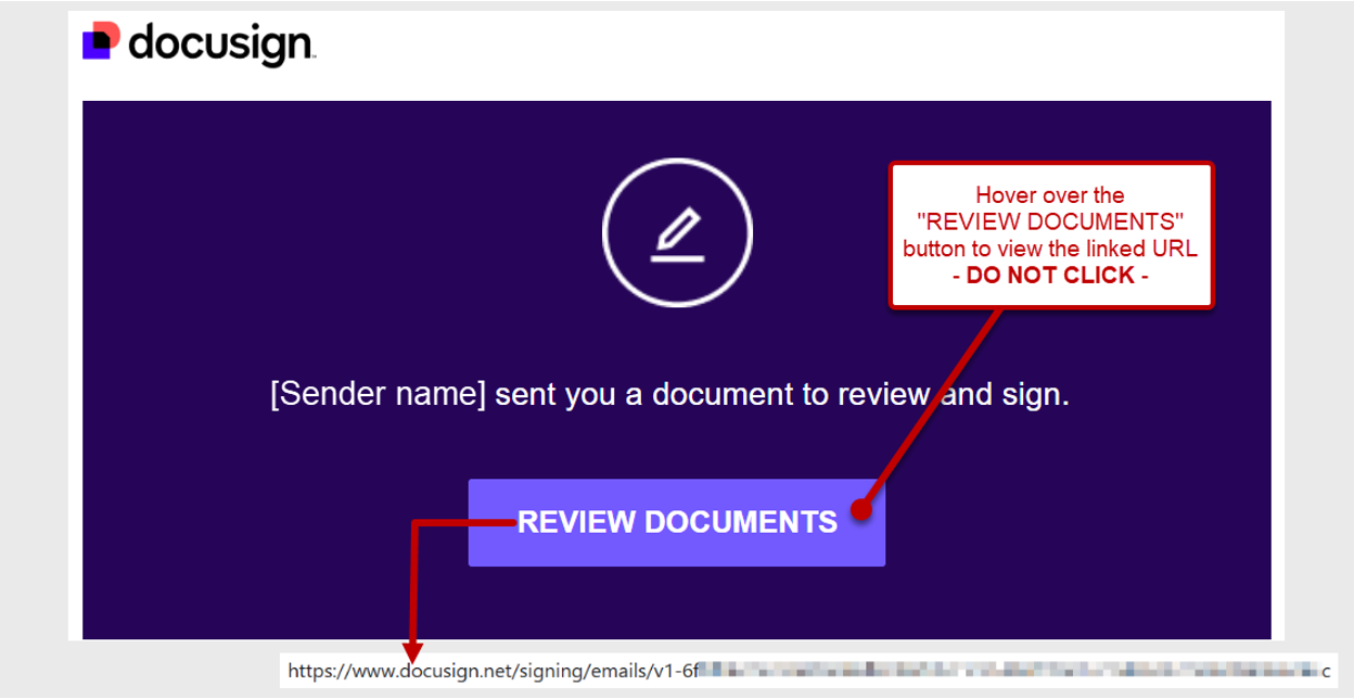 Hover over the review documents button to view the link