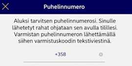 Varmista sovelluksen ohjeiden mukaan puhelinnumerosi