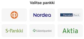 Valitse käyttämäsi kotimainen pankki listalta