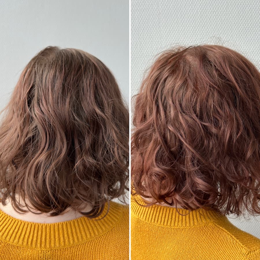 Toner do włosów „przed i po”