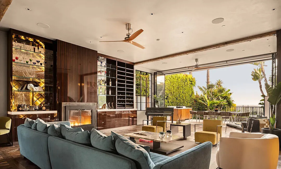 Luxury living room at 966 Palisades Beach Road, Santa Monica, CA