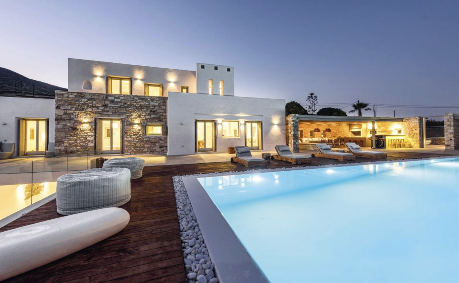 Large pool in front of house in Paros, Greece 