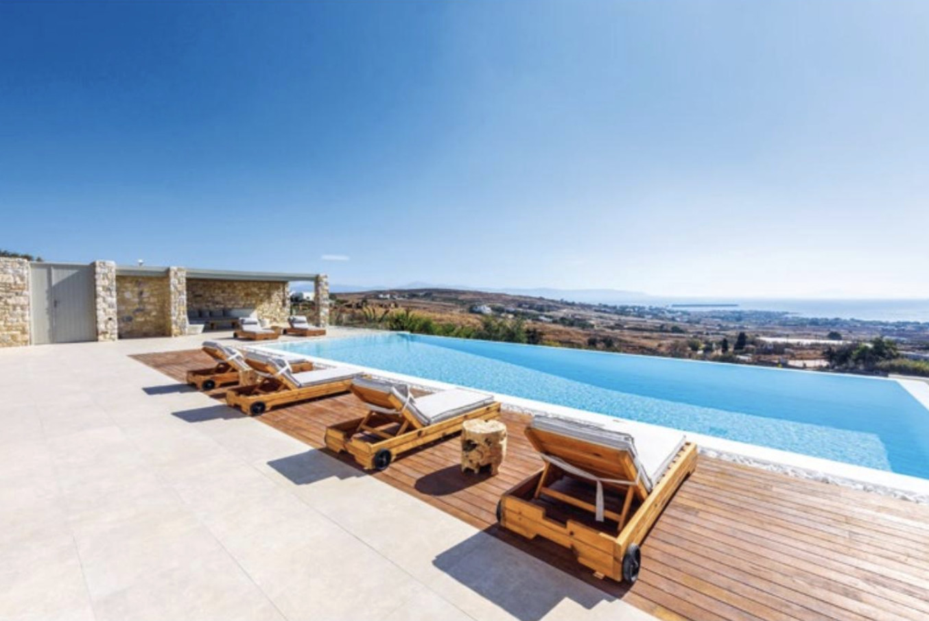 Pool overlooking view of Greece 