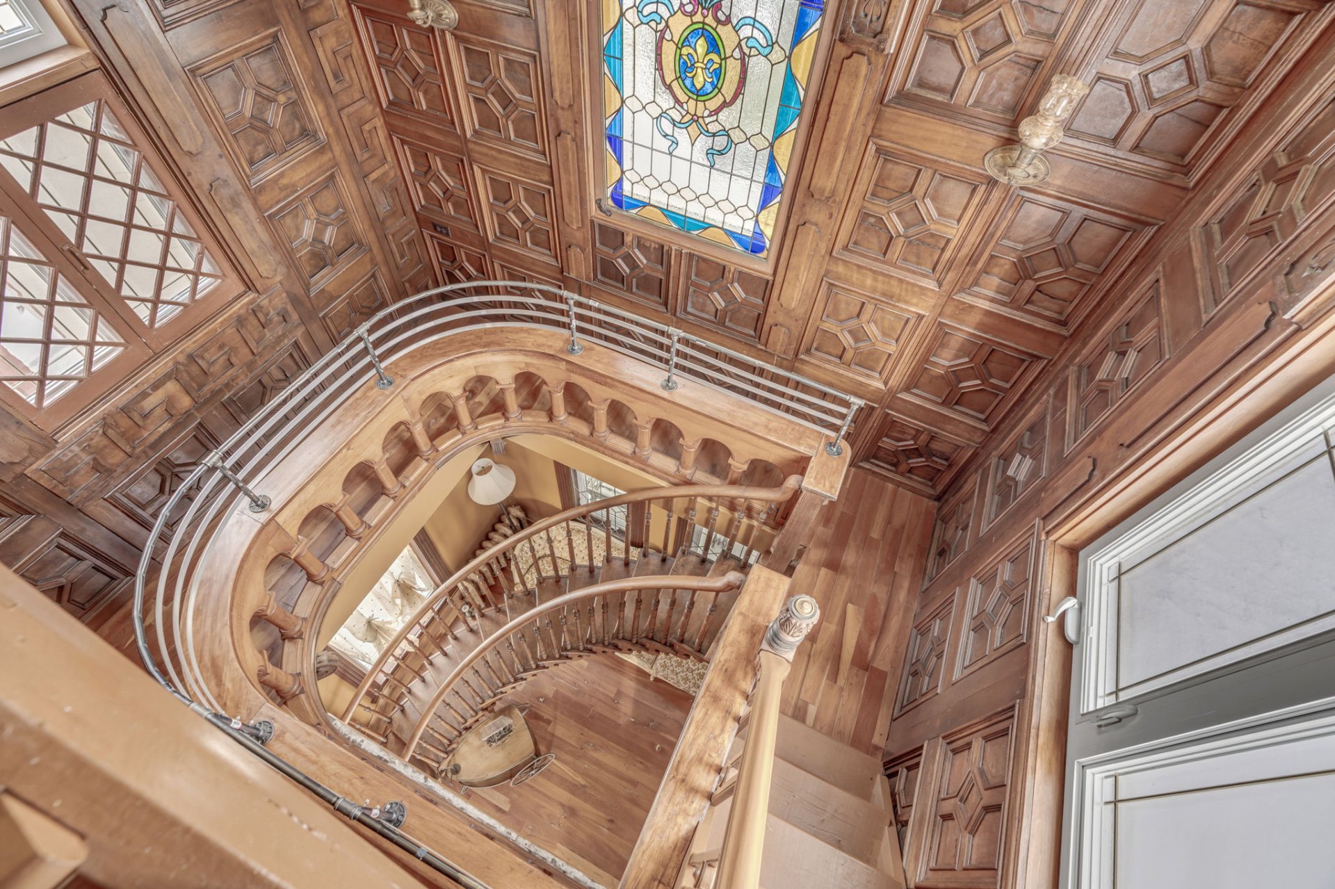 Intricate wood stairs at 205 Route 138, Neuville, QC, G0A 2R0, CA