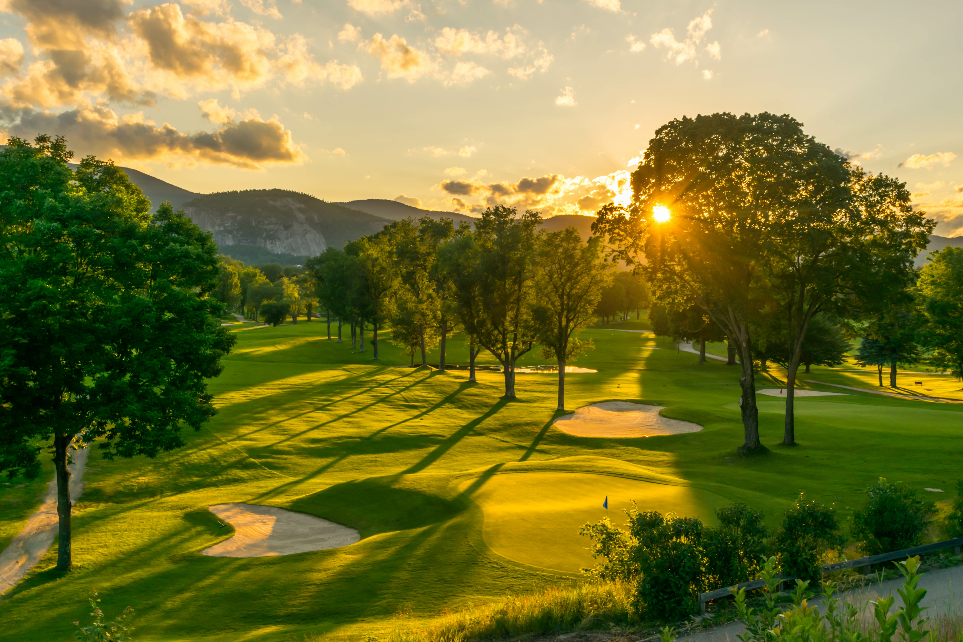 Serene golf course landscape. 