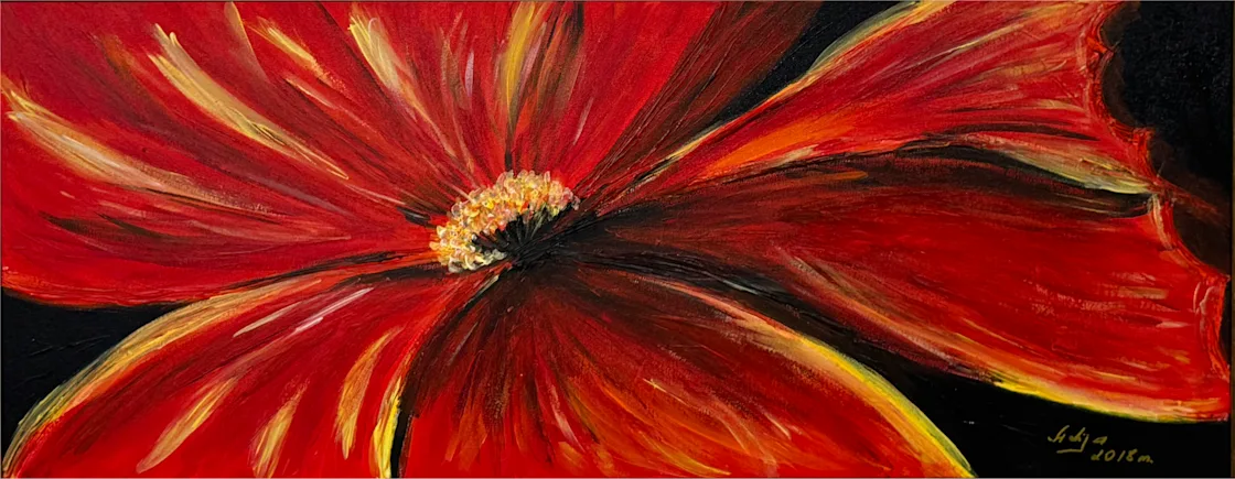 Raudonos gėlės elegancija