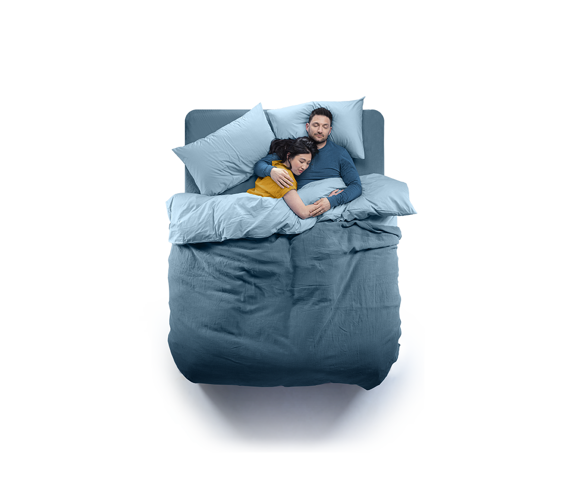 Adult couple in a Silentnight geltex bed