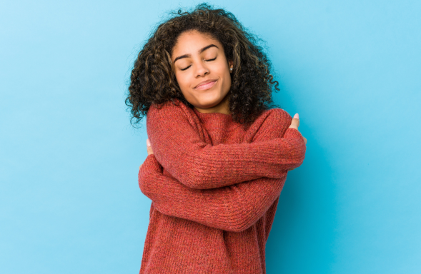 person looking after themselves for self care day