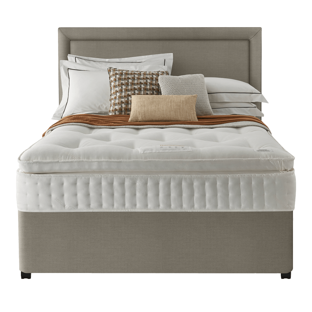 Silentnight divan bed with headboard and pillows