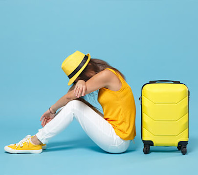 woman with jet lag