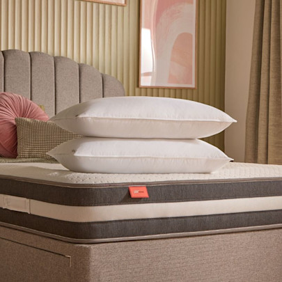 New Mattress with Two Pillows on top. 