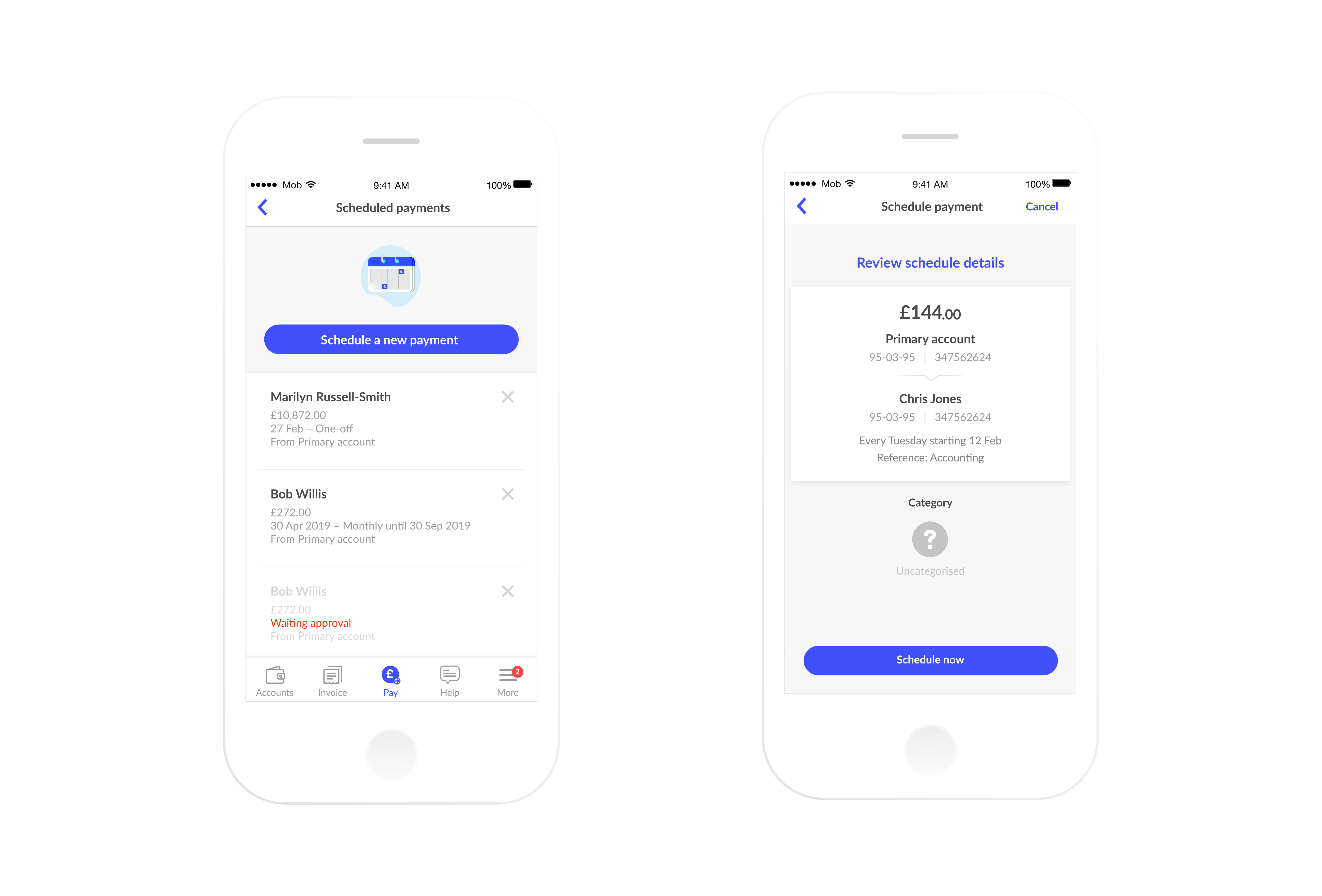 App screen mockups