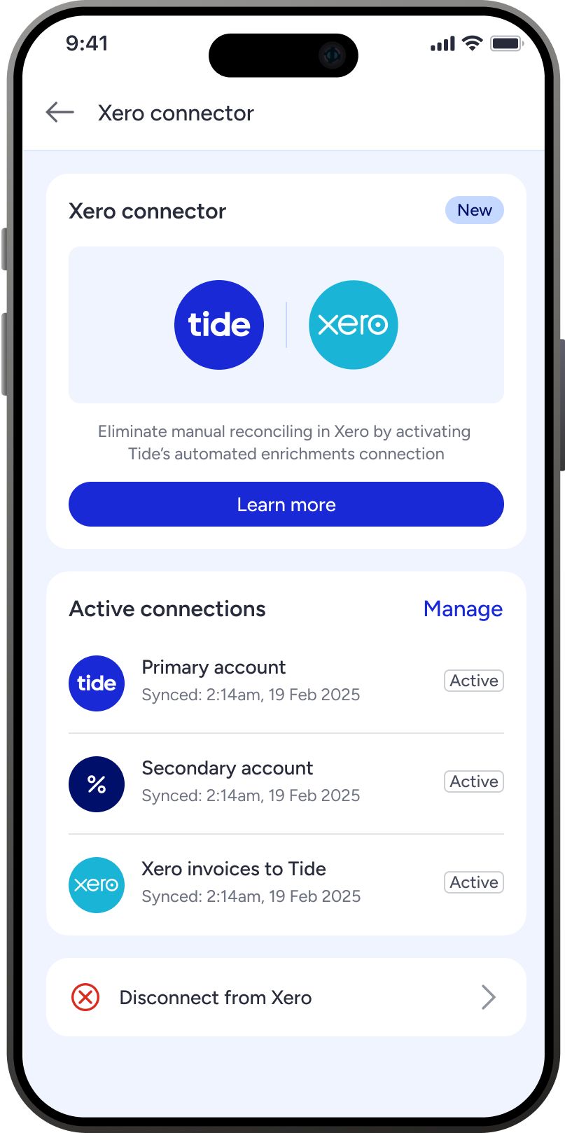 Set up and manage your Xero Connector | Tide Business