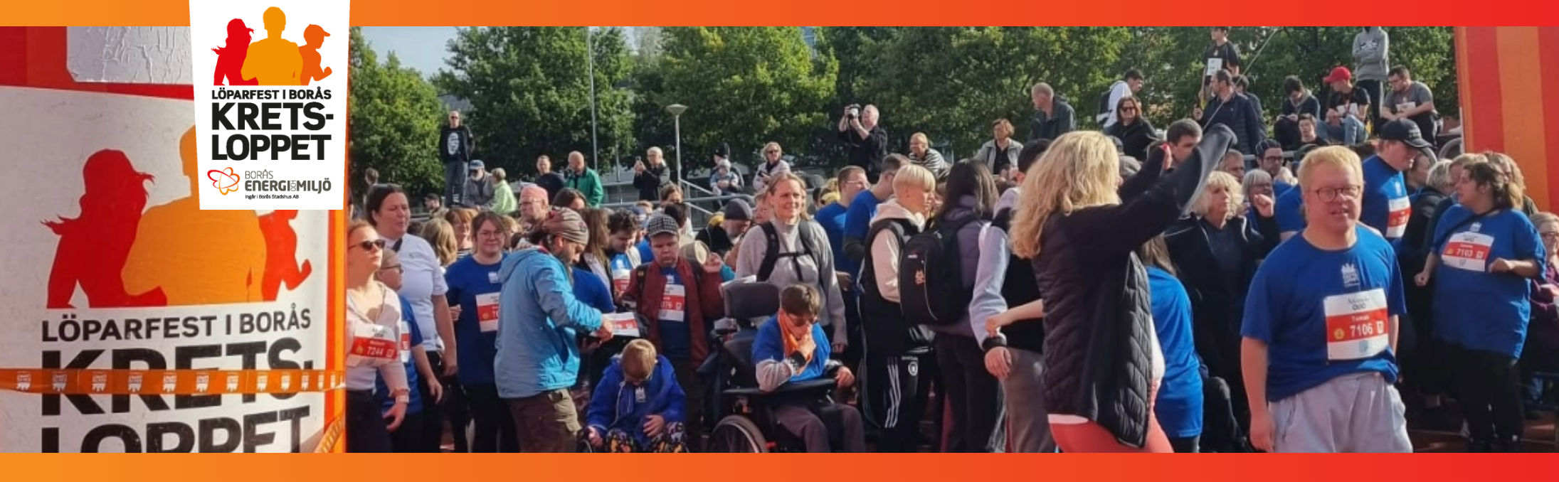 Bilder på deltagare på startlinjen som väntar på att få springa iväg.