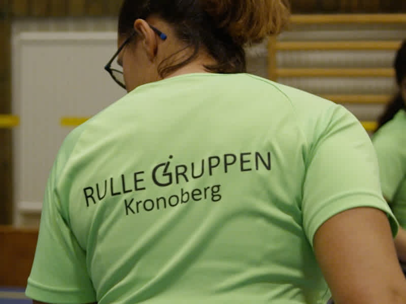 En deltagares rygg, på t-shirten står det Rullegruppen Kronoberg.