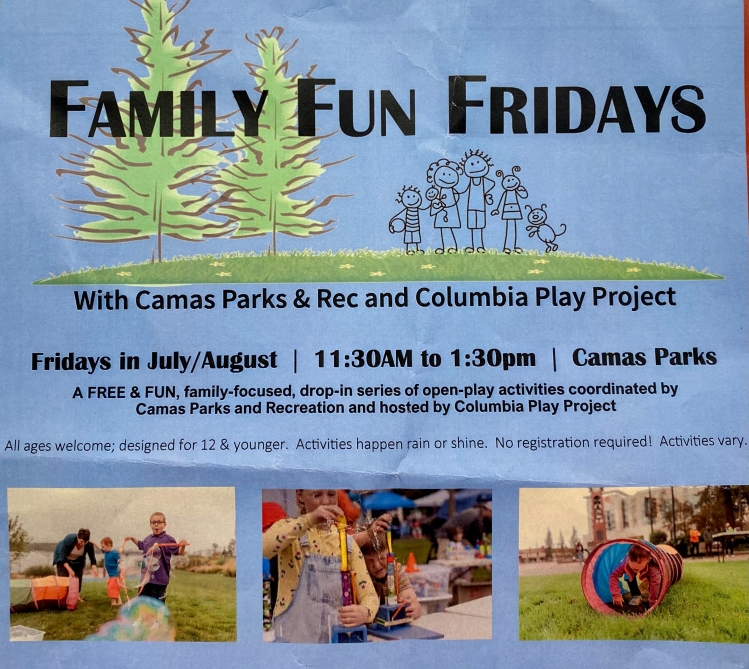 Family Fun Friday Columbia Play Project and Camas Parks