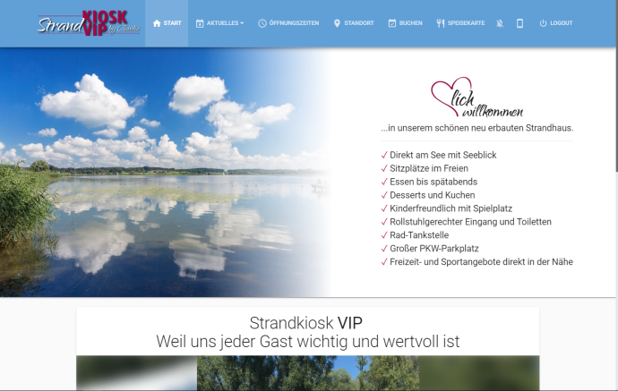 Webseite für den Strandkiosk VIP in Rimsting