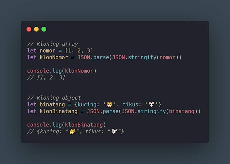 Contoh kloning menggunakan JSON