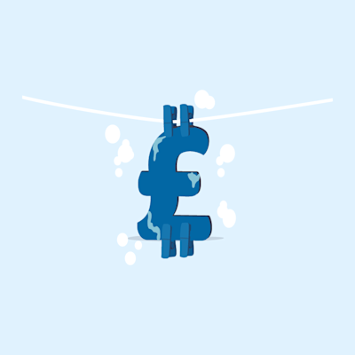 wet pound mark hanging on a washing line with background