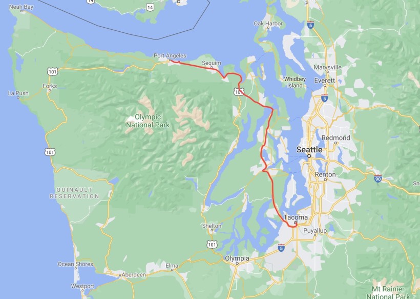 Tacoma to Port Angeles, Map of Tacoma to Port Angeles