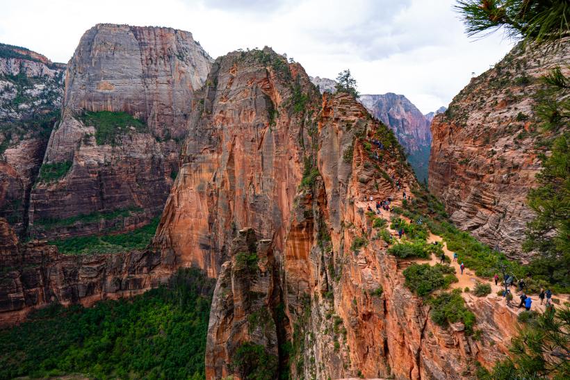 Angels Landing in Zion National Park on a day in May.