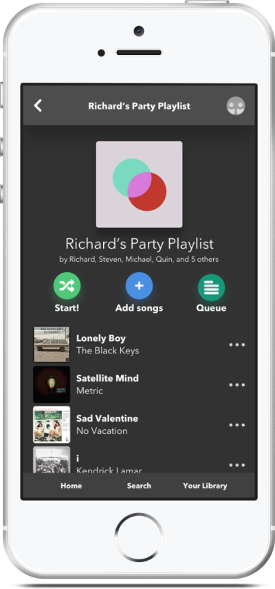 Celebrate everyone’s music tastes –

Keep track of who added each song. Add group anthems for those bangers that everyone loves. Equalize the queue so that everyone gets fairly represented.