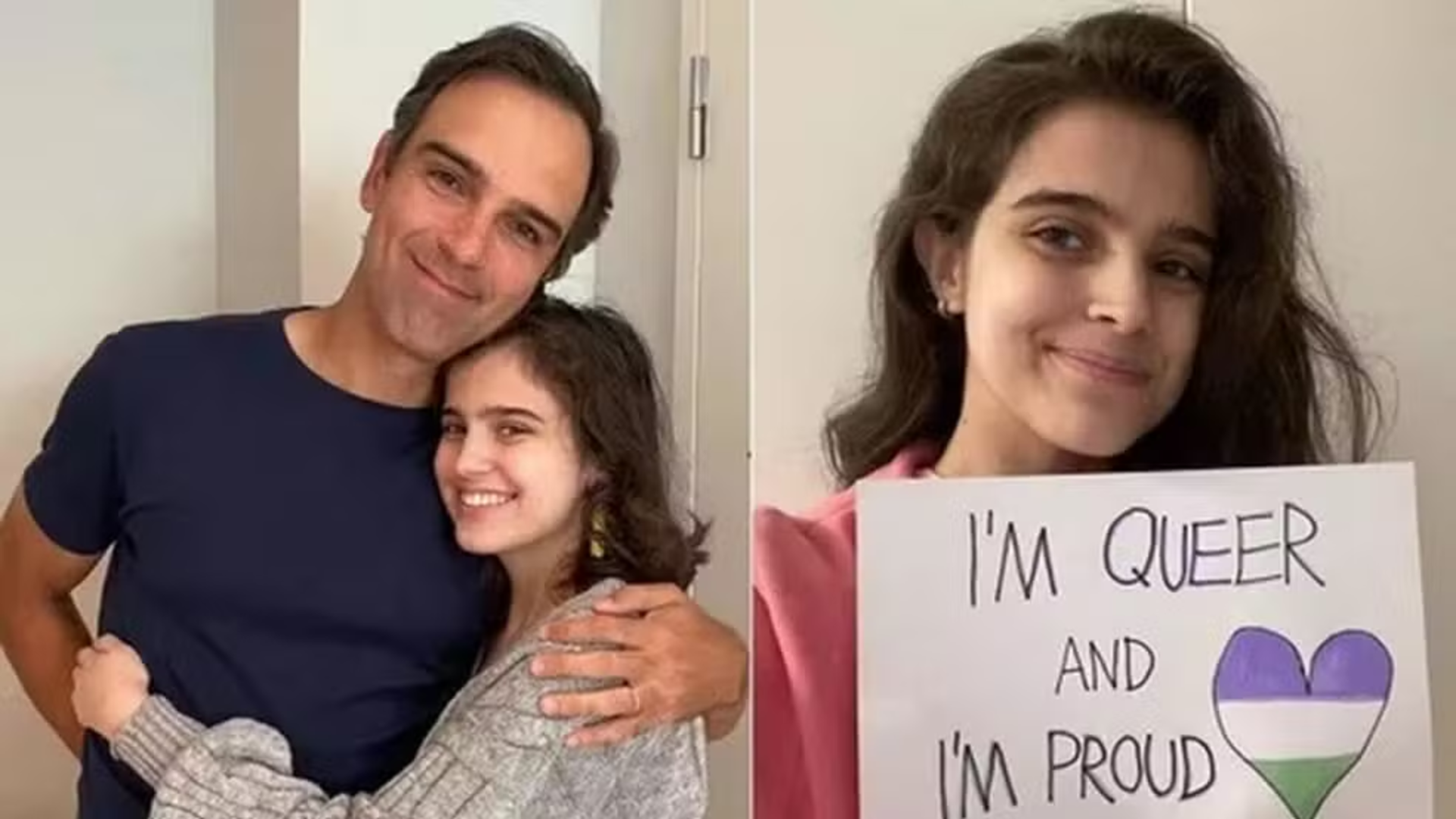 Montagem com fotos de arquivo de 2022 mostra Tadeu Schmidt e Valentina, uma de suas filhas - Reprodução