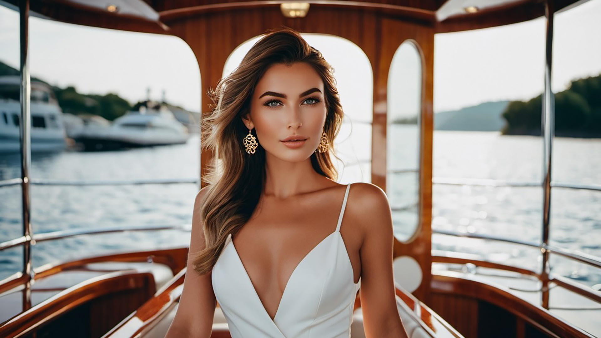 Uma garota de classe alta em um Yatch.