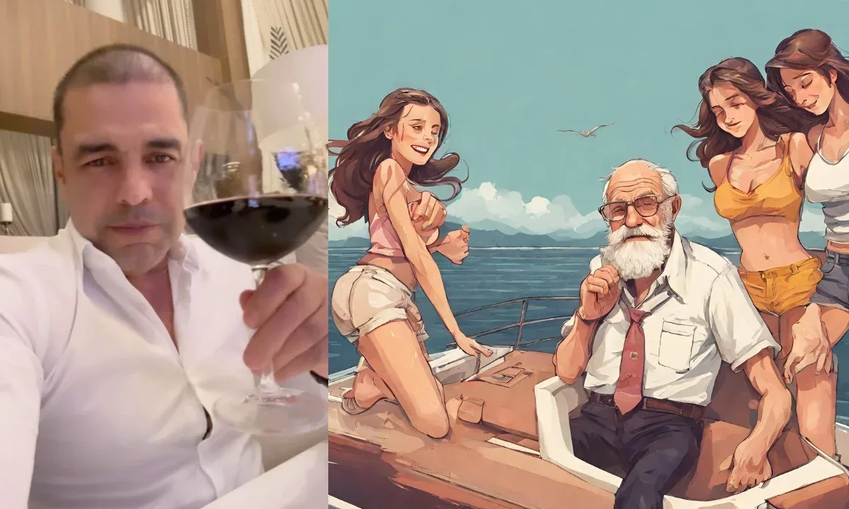 O cantor Zezé Di Camargo é chamado de 'velho da lancha' e desafia o 'novinho'.