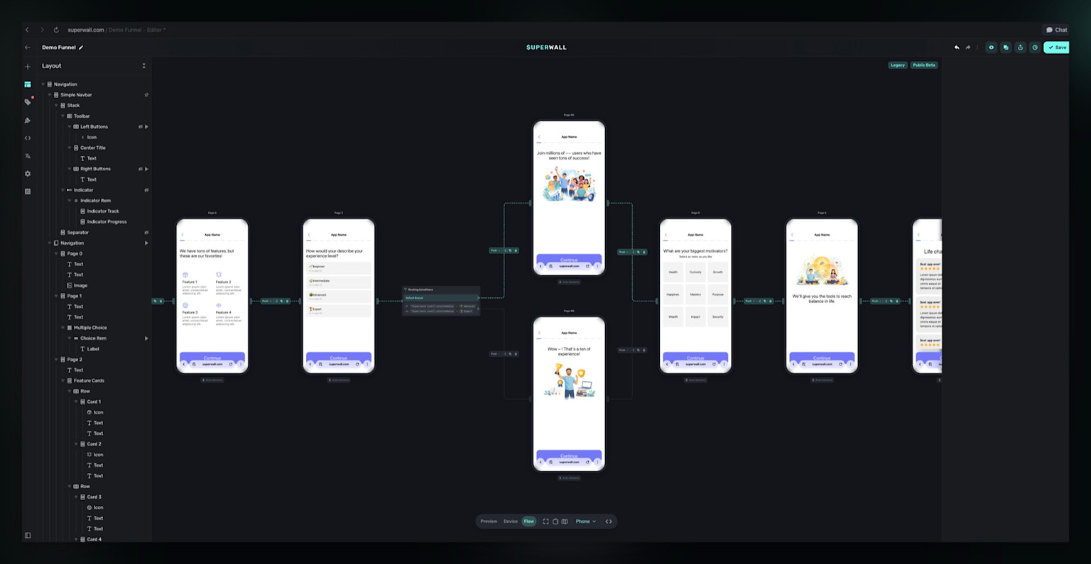 Web Flows are part of Superwall's Flows feature, adapted for web-to-app journeys.