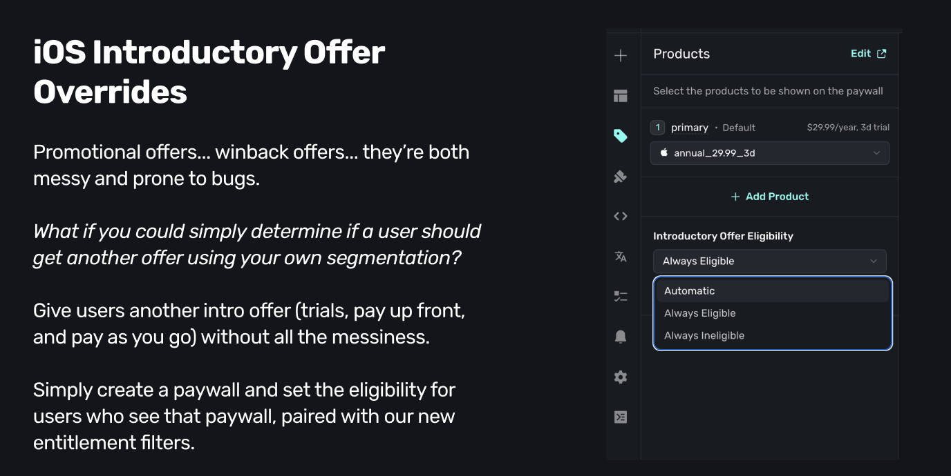Easily control who should receive another offer.
