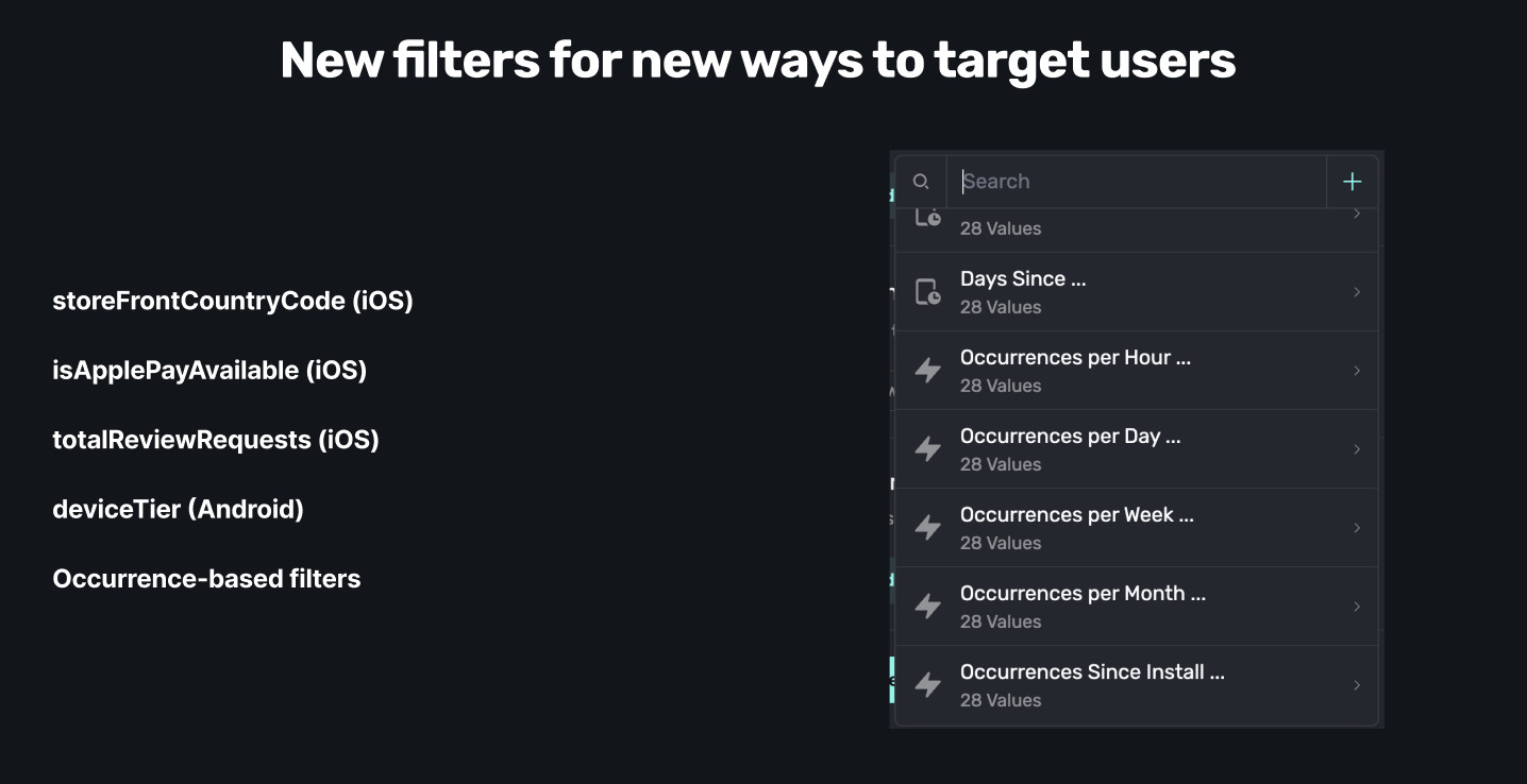 We're adding new filters to our campaign editor all the time.