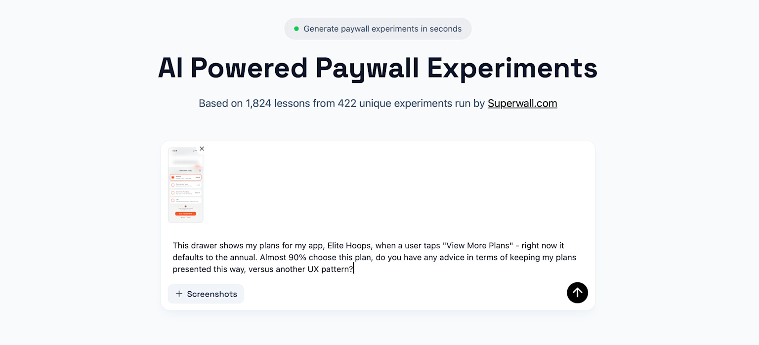 Just attach one or more of your paywall screens, and ask literally anything.