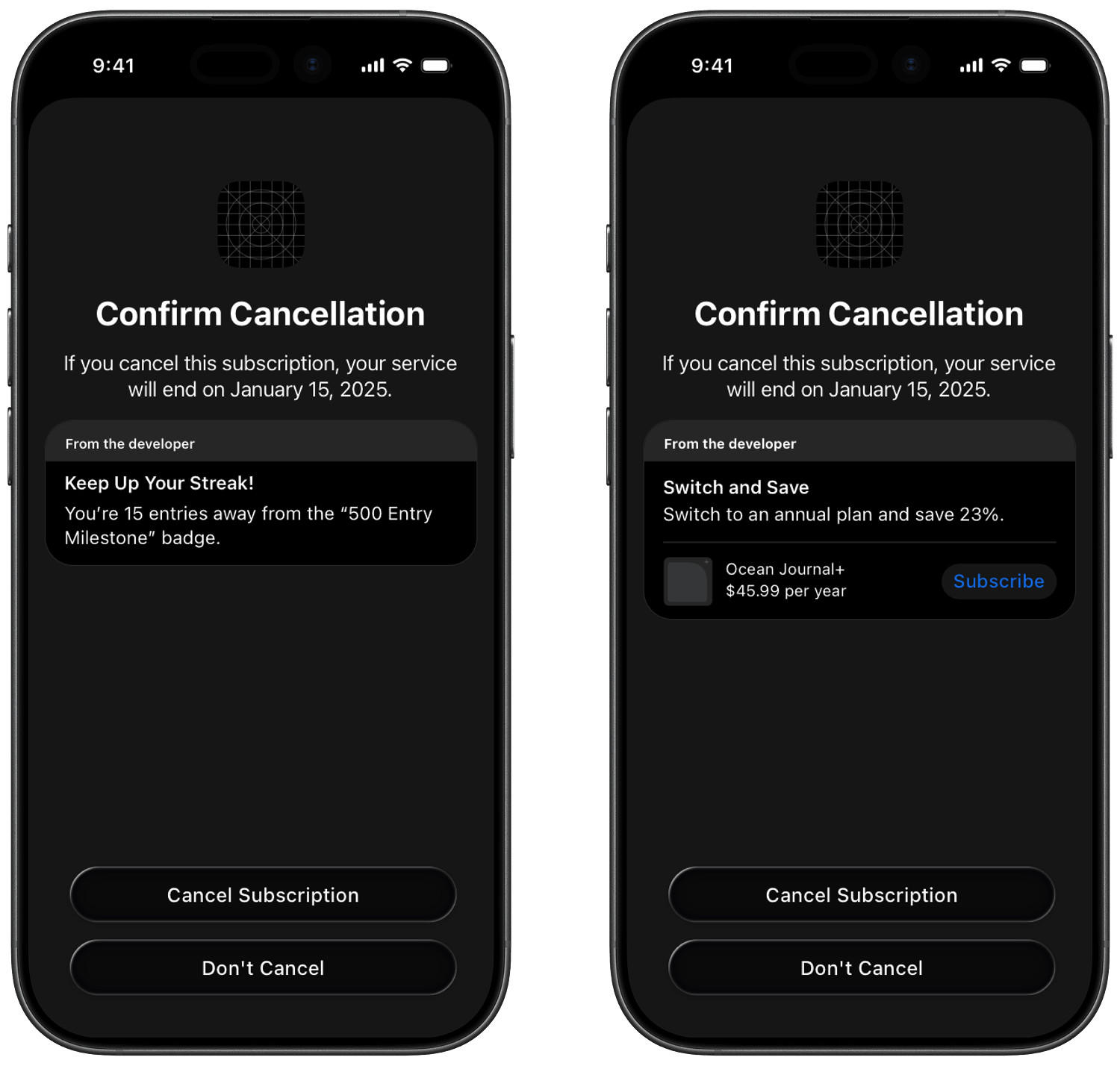 Retention messaging example