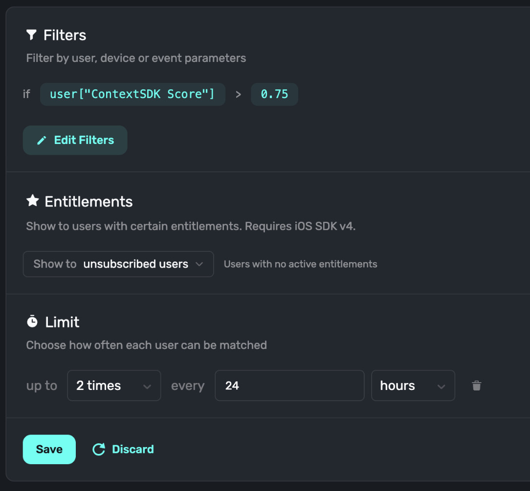 Using a context score for a filter.