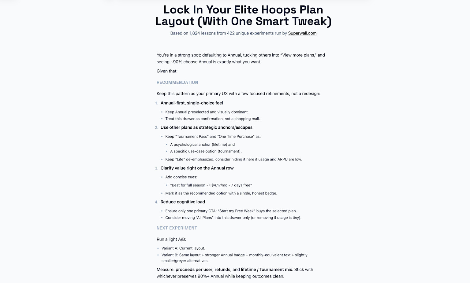 An in-depth readout over Elite Hoops' paywall drawer.