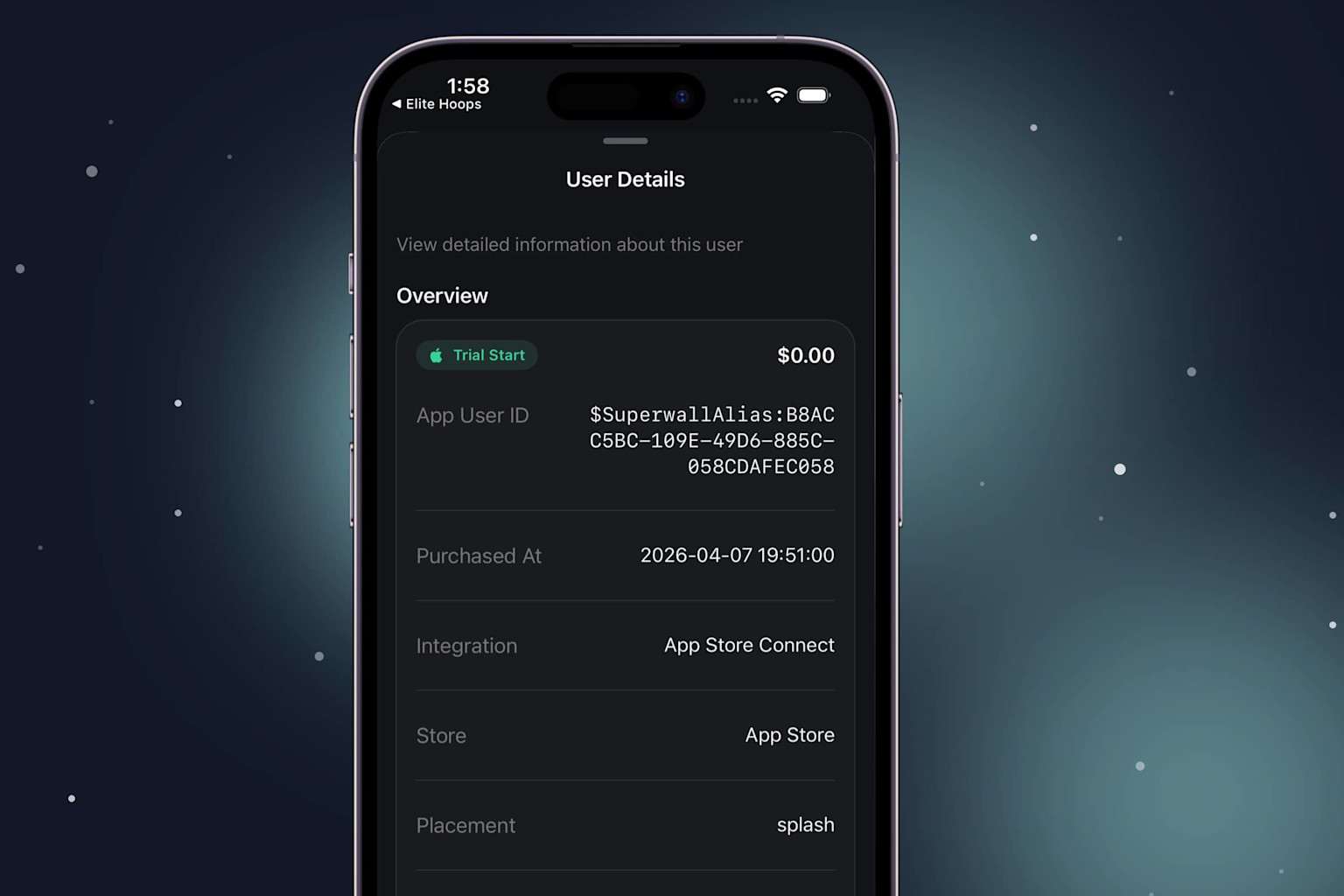 Dig into customer transactions to view their data, SDK events, and more.
